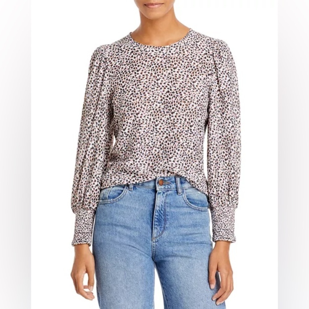 nation LTD loren leopard printed balloon sleeve top